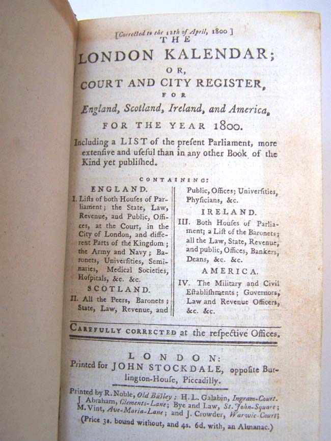 A Rare Full Leather Bound Copy of the Annual Register for England, Scotland, Ireland and America for the year 1800. — image 3